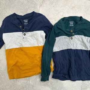 Carter's 3T Boy Colorblock Button Down Shirts - Navy, Mustard, Green, Gray